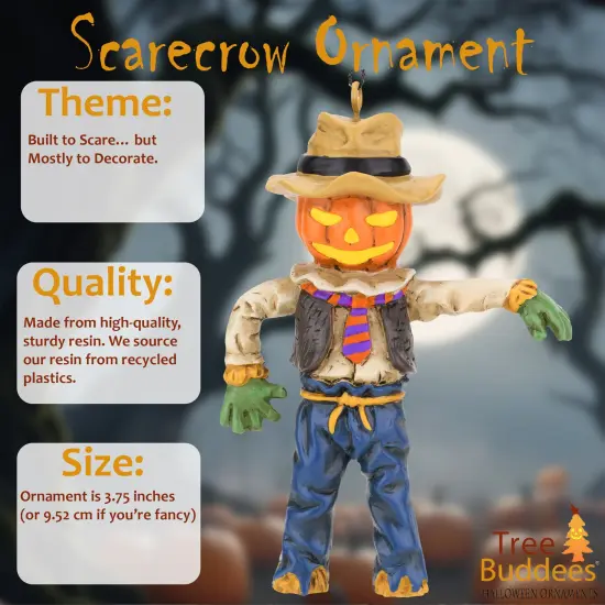 Tree Buddees Pumpkin Head Scarecrow Halloween Ornament {2}