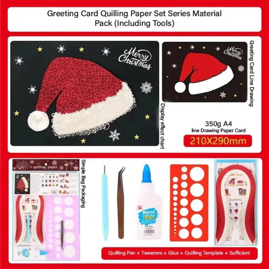 Christmas Hat DIY Making Kit. Paper Quilling Set F07M3-6-Hat2 {2}