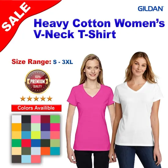 Gildan&reg; Heavy Cotton Women&rsquo;s V-Neck Short Sleeve Tee Royal {3}