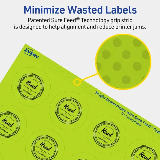 Avery Bright Green Paper Labels, 1.75" Diameter Round {4}