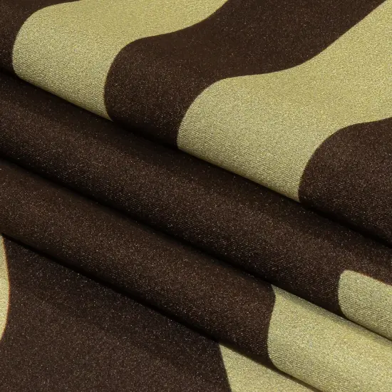 1 Yard Italian Brown and Beige Oversized Leaves Silk Charmeuse Luxurious Fabric 52 Inches Width {3}