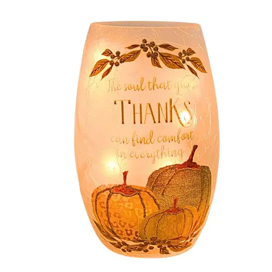 Stony Creek 5.0 Inch Beautiful Bounty Small Vase Thanksgiving Lighted Glass Accent , Thanksgiving Decor Autumn Thanksgiving THANKS {1}