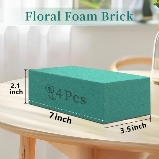 Floral Foams Blocks 4Pcs (7"L x 3.5"W x 2.1''H) Green Wet Dry Flower Foam Bricks Large Florist Plant Foam for Artificial and Fresh Flower Arrangement {2}