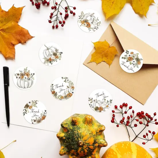 1000Pcs Fall Pumpkin Thank You Stickers Roll {3}