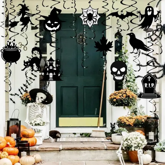 50FT Halloween Tinsel Garland Decorations - Orange Black Purple {3}