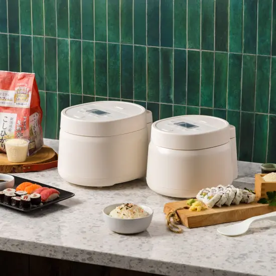 IRIS USA Micom Japanese Rice Cooker, 3-Cup Uncooked/6-Cup Cooked, Recipe Presets, Slow Cooker, Steamer, Hot Pot & Warming Function {6}