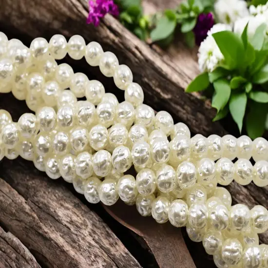 Czech Glass White Pearl Baroque Round Beads -- Choose Your Size {3}