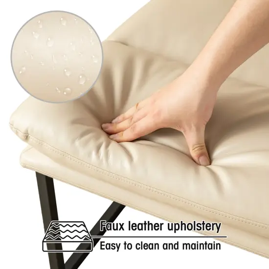 30.25"H Modern Soft PU Leather Armless Accent Chair Beige {12}