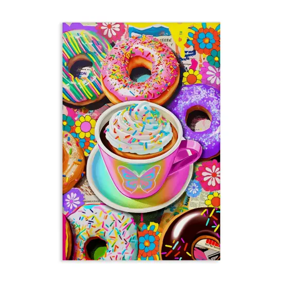 Stupell Industries Pastel Donuts & Coffee Mug Canvas Wall Art Design by Jess Stempel {1}