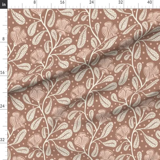 Various Fabrics by the Yard or Fat Quarter Earth Tone Floral Botanical Dots Flowers Vines Abstract Monochromatic Brown Beige Neutral Earthy Prairie Rustic Farmhouse Blush Custom Printed Fabric by Spoonflower {1}