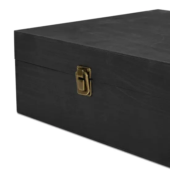 MakerFlo Large Pine Wood Memory Box with Black Felt Inside and Hinged with Clasp of Front, Keepsake Wooden Box Ideal for Craft and Personalization (Laser Engraving, Epoxy, UV DTF, and Vinyl) {4}