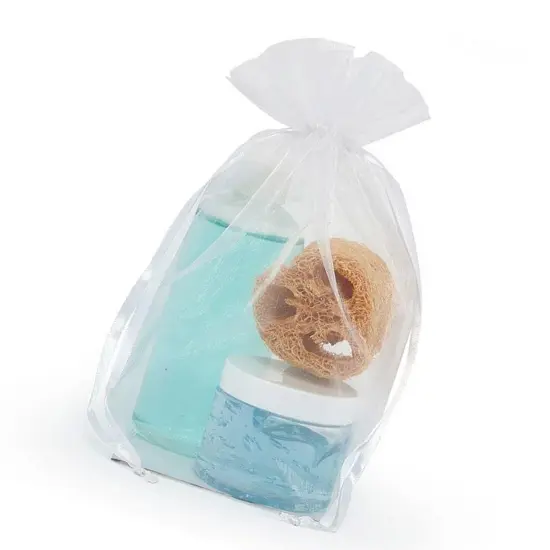 Cardboard Square Bottom Organza Bags 4 '' X 4 '' X 9 1/2 '' for Favors White {5}