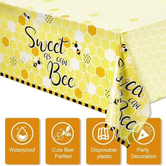 Bee Plastic Tablecloths Sweet as Can Bee Decorative Table Cover {2}