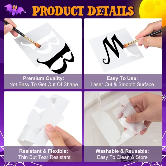36 Pcs 4 Inch Halloween Letter Stencils(Painting) {3}