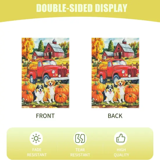 Fall Dog Garden Yard Flag 12x18 Inch(Pumpkin Dogs) {3}