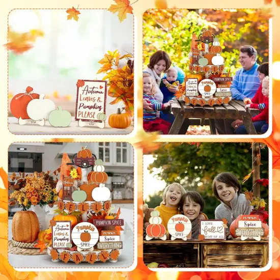 Fall Wood Bead Decorative Tabletop Sign for Autumn Thanksgiving Day(Retro) {5}