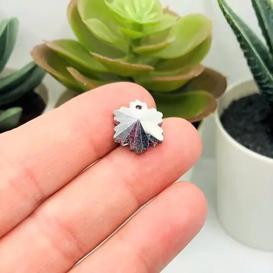 Gray Glass Faceted Snowflake Christmas Charms, 14x12mm {3}