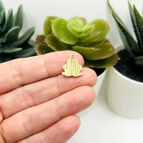 Green Sitting Frog Charms, 14x13mm {3}