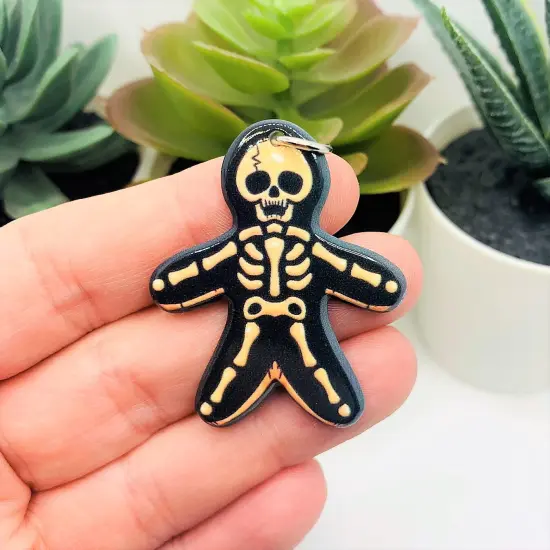 Creepy Christmas Skeleton Gingerbread Man Charms, 30x43mm {2}