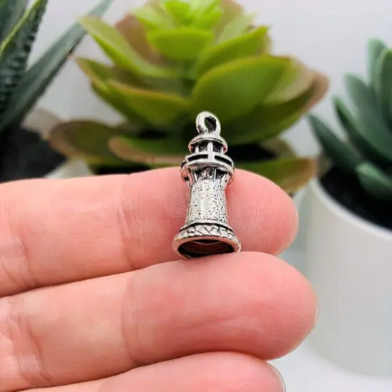 Silver Lighthouse 3D Nautical Charms, 21x10mm {3}