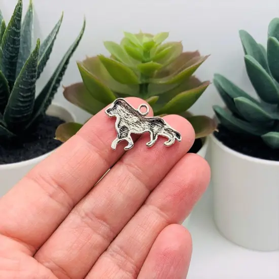 Silver Lion Charms, 16x26mm {3}