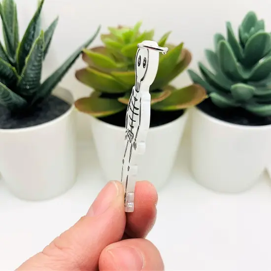 White and Black Crayon Drawing Skeleton Pendant Charms, 52x19mm {4}