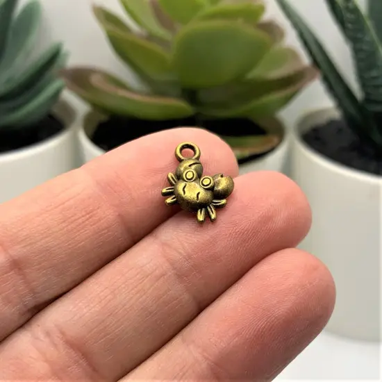 Bronze Tiny Crab 3D Charms, 12x11mm {2}