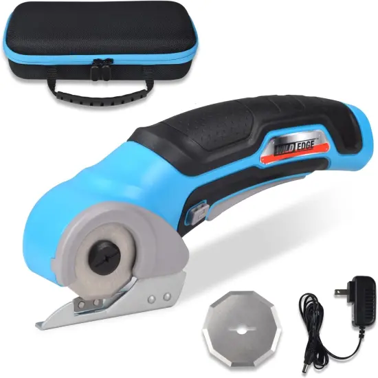 Rotary Electric Scissors, 4V 2.5Ah High-Capacity Battery Rechargeable Cardboard Cutter with Rapid Charger and Hard Carrying Case for Cutting Fabric, Carpet, Leather, Felt, Cardboard {1}