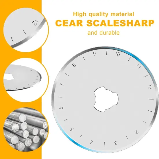 10 PCS 45mm Rotary Cutter Replacement Blades Ultra-Sharp and Durable Steel Blades with Clear Scale Rotary Cutter Blades for Quilting Sewing Crafting and Fabric Leather Cutting (45mm-Silver) {3}