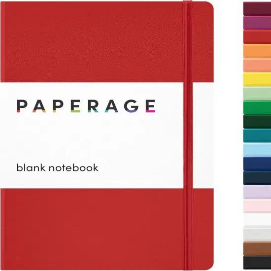Blank Journal Notebook, (Red), 160 Pages, Medium 5.6 inches x 8 inches - 100 GSM Thick Paper {1}