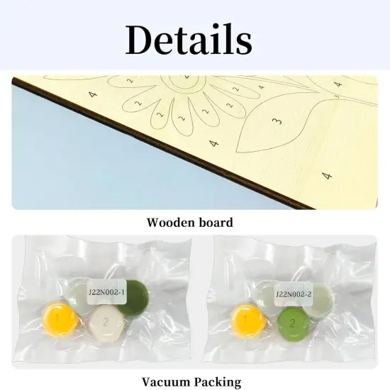 2 Pack Flowers Paint by Numbers Kit for Adults, Abstract Oil Painting by Number on Wood Board, DIY Flower Paint by Number Ornaments for Desktop, Easy Adult Paint by Number Kits for Gift 8x8 Inch {4}