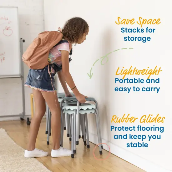 Daisy Stackable Stool Set, Flexible Seating, 8-Piece Light Grey {3}