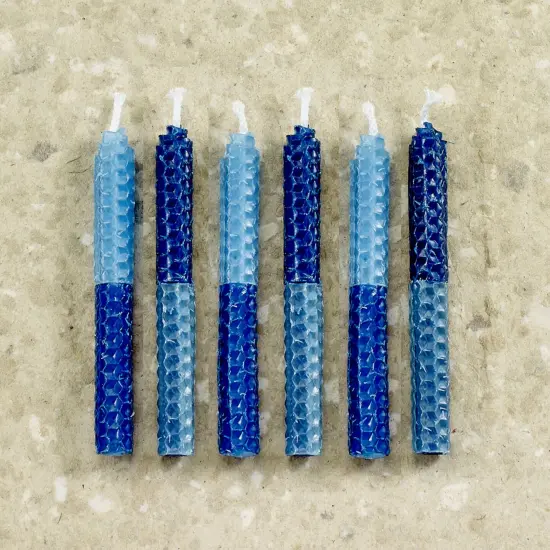 Rite Lite Two-Tone Honeycomb Beeswax Hanukkah Candles - 4" - Blue - 45ct {6}
