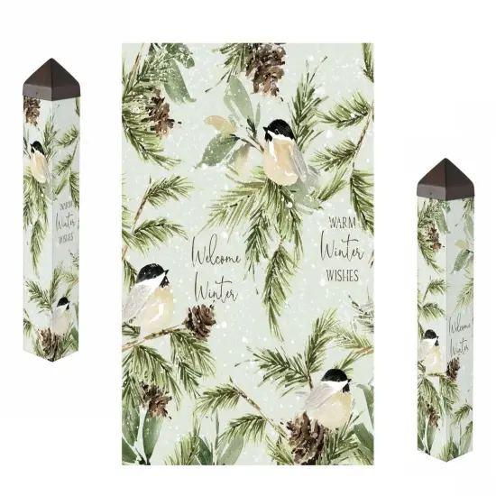 Winter Chickadee Art Peace Pole 20 Inches Tall {1}