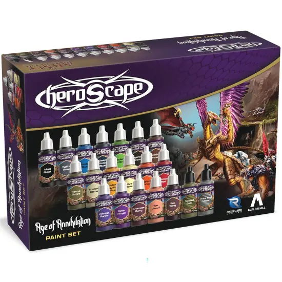 Renegade Games: Heroscape: Age of Annihilation Paint Set - 20 Pigmented Colors, 18ml Bottles, High-Quality, Game & Miniature Figures Art Supplies {1}