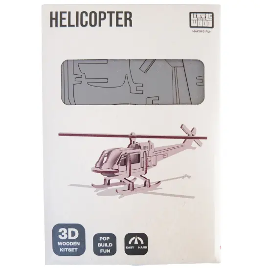 Little & Wood: Woodlet: Medium - Helicopter - Grey, 3D Wooden Kit-Set, Vehicle Puzzle, Easy Assembly, Pop Build Fun, Sustainably Sourced Wood, Ages 6+ {4}