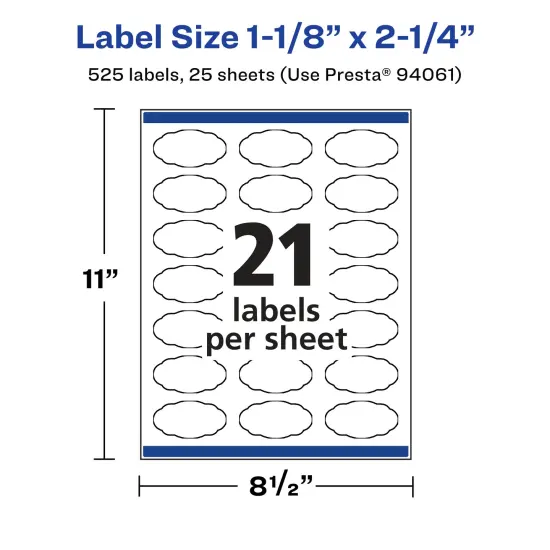Avery Durable Waterproof Oval Scalloped Labels with Sure Feed, 1-1/8" x 2-1/4" {5}