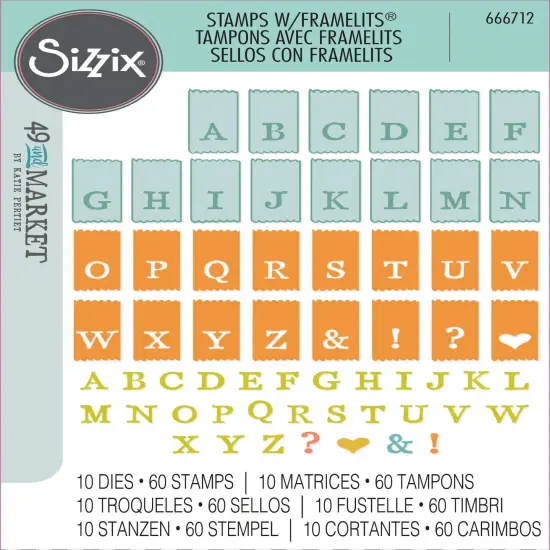 Sizzix A5 Clear Stamps With Framelits Die By 49 And Market-Tab Stamp Alpha {1}