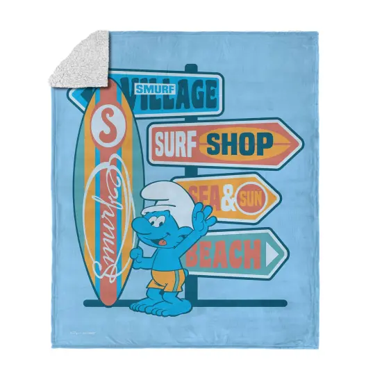 Smurfs Silk Touch Sherpa Throw Blanket Smurfette Karting {12}