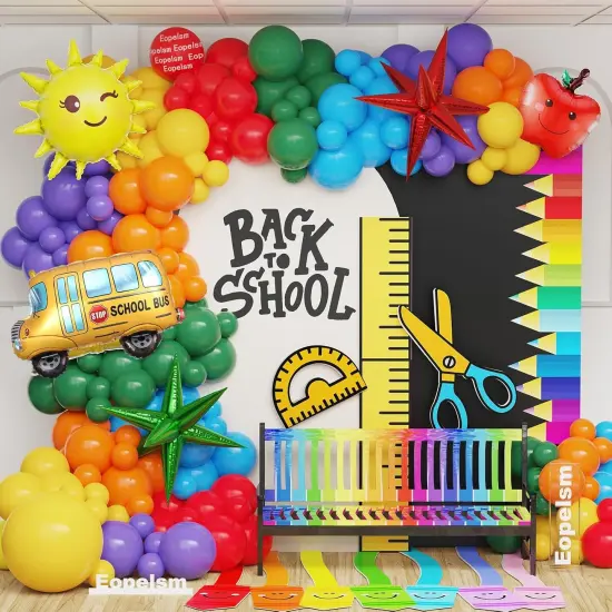 Back to School Decorations 146Pcs Rainbow Balloons {1}