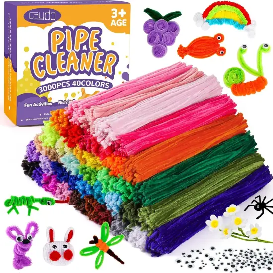 3000 Pieces Pipe Cleaners 40 Assorted Colored Chenille Stems {2}