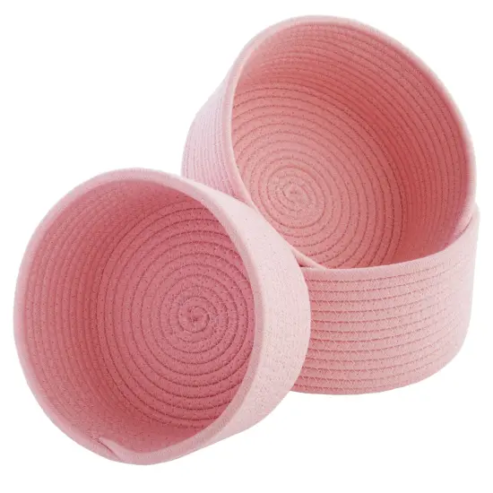 Farmlyn Creek 3-Pack Cotton Woven Baskets for Storage, Pink Rope Montessori Organizer Set for Storing Toys, Household Items, Supplies ( 3 Sizes in Small, Medium and Large) {1}