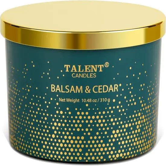 Christmas Candles, Large 3 Wick Jar Candles, Christmas Pine Scented Candles Gifts for Women, Christmas Gift Ideas with Soy Wax Candles, Balsam & Cedarwood {1}