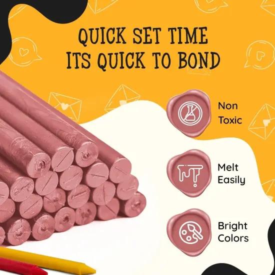 Artellius 30-Pack Premium Sealing Wax Sticks - Wax Seal Glue Gun Sticks for Crafting, Invitations & Letters - Rose Gold Pink {2}