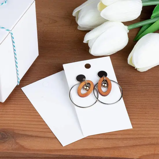 White Earring Display Cards, 200-Pack Hanging Earring Cards for Selling, Packaging, Storage, 500 GSM Thick and Sturdy Paper Material, Jewelry Holders (3.5x2 in) {2}