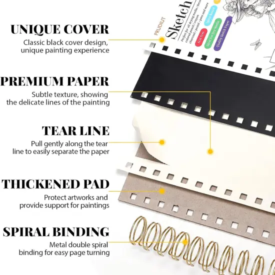 Sketch Book with 12 Color Pencil Set, 100 Sheets Spiral Sketchbook for Drawing (68lb/100gsm), Acid-Free Sketch Pad for Kids Artist, Art Paper Drawing Supplies {2}