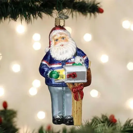 Old World Christmas 5.0 Inch Postman Santa Christmas Tree Ornament , U.S. Mail Delivery Multicolored {3}