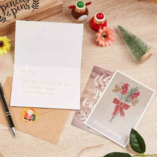 Sustainable Greetings 48 Pack Merry Christmas Cards with Envelopes for Sending Holiday Wishes, 4x6 Festive Season Greeting Cards for Xmas, 6 Rustic Designs Multicolor {3}