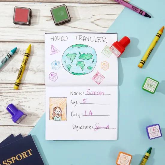 Juvale 24-Pack Blank Passport Notebooks for Kids, 4.1 x 5.6 Inches, Pretend Passport Books for Kids Travel Play and Classroom Activities, Blue {2}