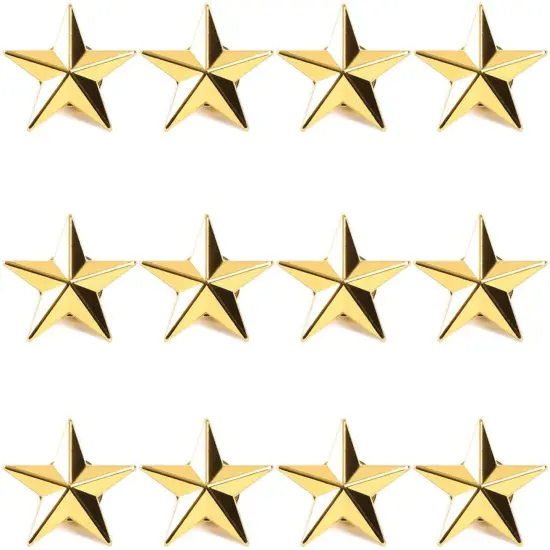 Gold Point Star Lapel Pins, Enamel Pin Set (1 in, 12 Pack) {1}
